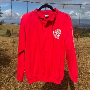 Crazy Shirts Hawaii Y2K Red Pullover Long sleeve Tribal Pockets Rose XS